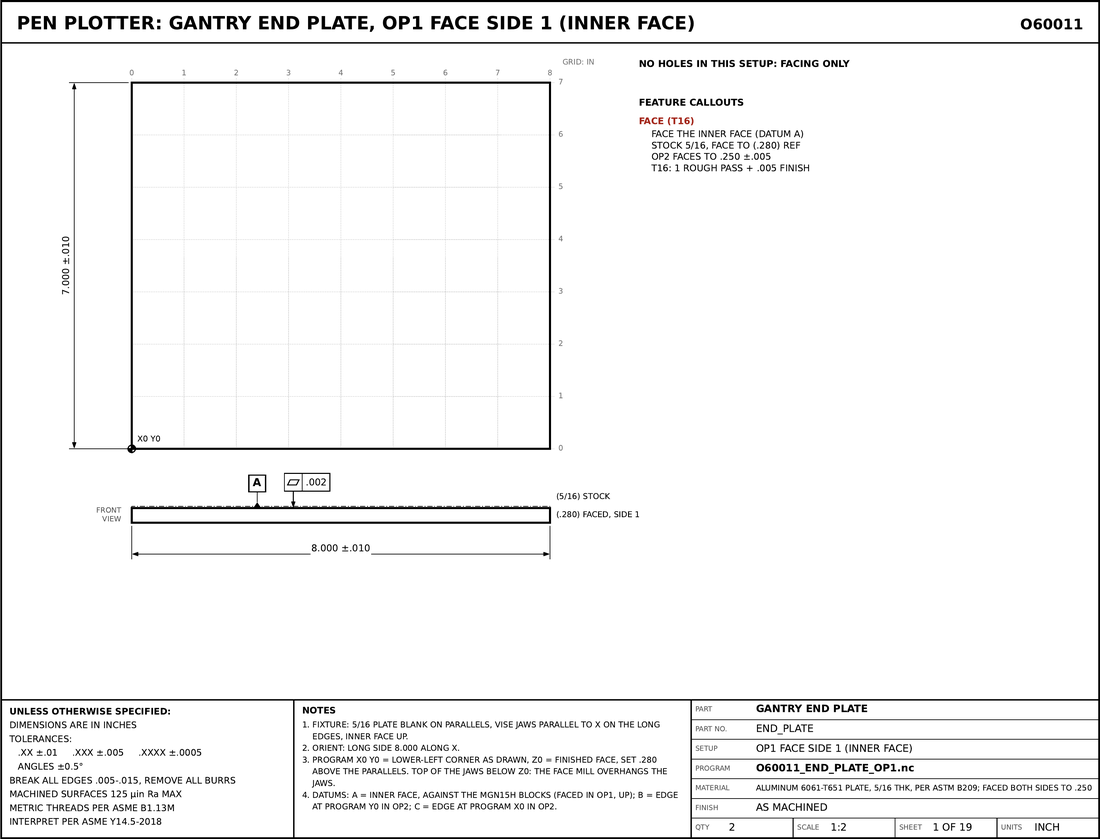 First page of the machined-part drawings