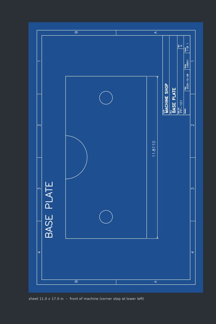 Plot preview of a test part with a title block